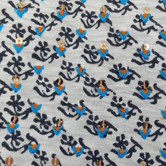 Calypso St. Barth Coconut Zahara Tee Top Sequin Embroidered Boho Beach XS - Picture 5 of 10